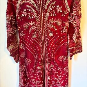 Embroidered Red and Gold Long Jacket